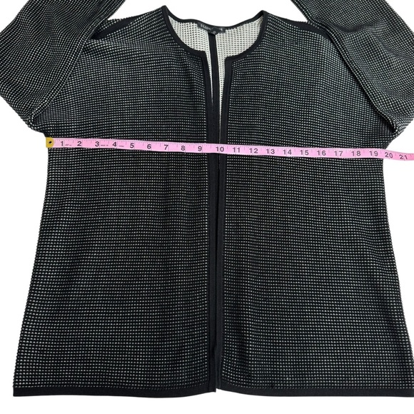 Eileen Fisher Black White Open-Front Women's Sweater - Picture 7 of 9